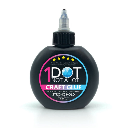 1 Dot Not a Lot' rhinestones glue, designed for precise and easy application on dance costumes and fabrics.